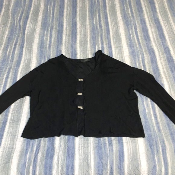 LAUNDRY BLACK CARDIGAN XL WITH BLING - Picture 1 of 3